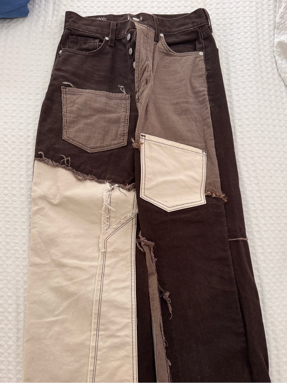REVICE Brown & Beige Patchwork Wide-Leg Pants